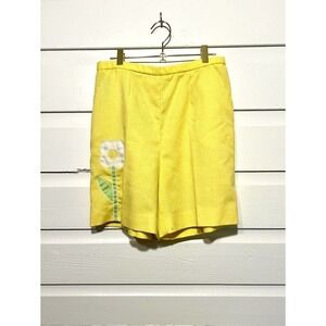 Vintage David Smith Yellow High-Rise Casual Shorts With Flower Size Small